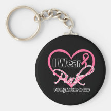 I Wear Pink Heart Mother-in-Law Breast Cancer Keychain