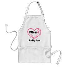 I Wear Pink Heart Ribbon Aunt Breast Cancer Aprons