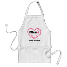 I Wear Pink Heart Ribbon Twin Sister Breast Cancer Apron