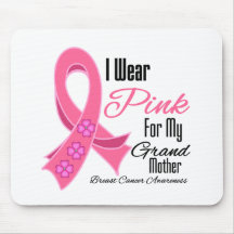 I Wear Pink Ribbon Breast Cancer Grandmother Mousepad