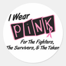 I Wear Pink Ribbon For FST 8 Breast Cancer Sticker