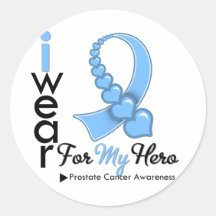 I Wear Prostate Cancer Ribbon For My Hero Stickers