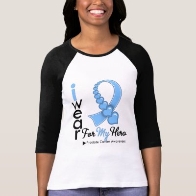 I Wear Prostate Cancer Ribbon For My Hero Tee Shirts by cancerapparel