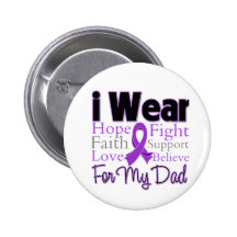 I Wear Purple Collage Dad - Pancreatic Cancer Pinback Buttons