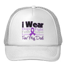 I Wear Purple Collage Dad - Pancreatic Cancer Trucker Hat