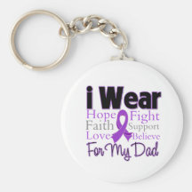 I Wear Purple Collage Dad - Pancreatic Cancer Key Chain