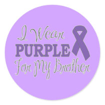I Wear Purple For My Brother (Purple Ribbon) Round Sticker
