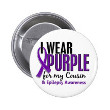 I Wear Purple For My Cousin 10 Epilepsy Pinback Buttons