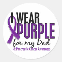 I Wear Purple For My Dad 10 Pancreatic Cancer Stickers