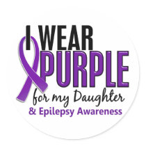 I Wear Purple For My Daughter 10 Epilepsy Round Sticker