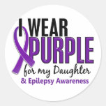 I Wear Purple For My Daughter 10 Epilepsy Round Sticker