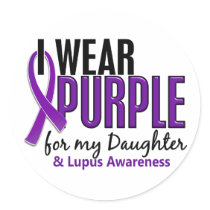 I Wear Purple For My Daughter 10 Lupus Round Sticker