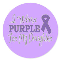 I Wear Purple For My Daughter (Purple Ribbon) Stickers