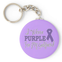 I Wear Purple For My Girlfriend (Purple Ribbon) Key Chain