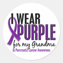 I Wear Purple For My Grandma 10 Pancreatic Cancer Stickers