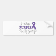 I Wear Purple For My Grandpa (Purple Ribbon) Bumper Stickers