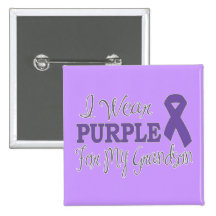 I Wear Purple For My Grandson (Purple Ribbon) Buttons