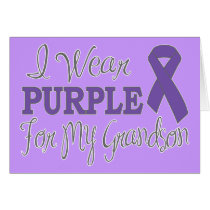 I Wear Purple For My Grandson (Purple Ribbon) Greeting Cards