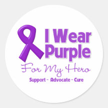 I Wear Purple For My Hero Round Stickers