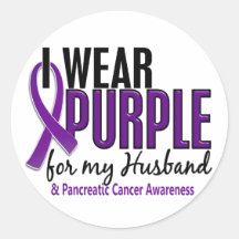 I Wear Purple For My Husband 10 Pancreatic Cancer Sticker