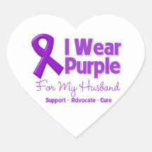 I Wear Purple For My Husband Sticker