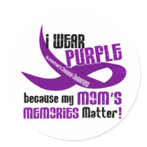 I Wear Purple For My Mom’s Memories 33 Round Sticker
