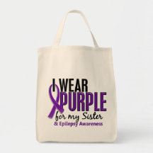 I Wear Purple For My Sister 10 Epilepsy Canvas Bags