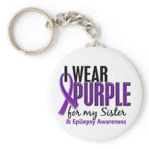 I Wear Purple For My Sister 10 Epilepsy Keychains