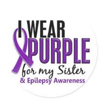 I Wear Purple For My Sister 10 Epilepsy Stickers