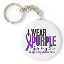I Wear Purple For My Son 10 Epilepsy Keychain