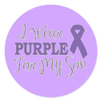 I Wear Purple For My Son (Purple Ribbon) Round Sticker