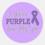 I Wear Purple For My Son (Purple Ribbon) Round Stickers