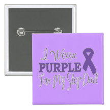 I Wear Purple For My Step-Dad (Purple Ribbon) Button