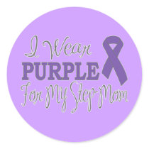 I Wear Purple For My Step-Mom (Purple Ribbon) Round Stickers