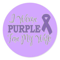 I Wear Purple For My Wife (Purple Ribbon) Round Stickers