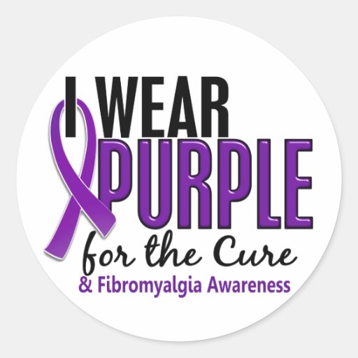 I Wear Purple For The Cure 10 Fibromyalgia Round Stickers