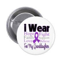 I Wear Purple Granddaughter - Pancreatic Cancer Pinback Buttons