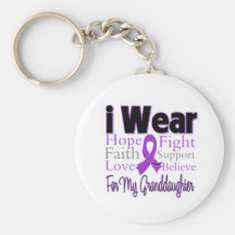 I Wear Purple Granddaughter - Pancreatic Cancer Keychain