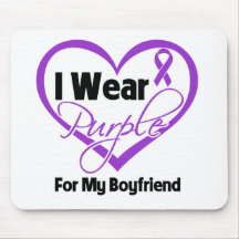 I Wear Purple Heart Ribbon - Boyfriend Mouse Pads