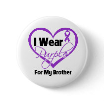 I Wear Purple Heart Ribbon - Brother Pinback Buttons