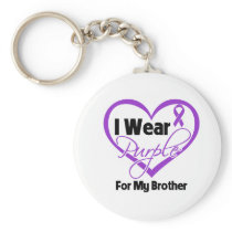 I Wear Purple Heart Ribbon - Brother Keychain