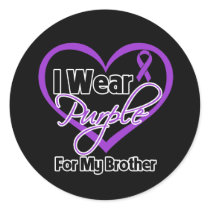 I Wear Purple Heart Ribbon - Brother Round Sticker