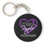 I Wear Purple Heart Ribbon - Daughter keychains