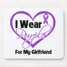 I Wear Purple Heart Ribbon - Girlfriend Mouse Pads