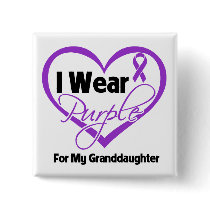 I Wear Purple Heart Ribbon - Granddaughter Buttons