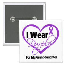 I Wear Purple Heart Ribbon - Granddaughter Buttons