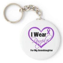 I Wear Purple Heart Ribbon - Granddaughter Key Chain