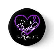 I Wear Purple Heart Ribbon - Grandma Pinback Buttons