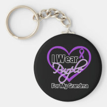 I Wear Purple Heart Ribbon - Grandma Keychain