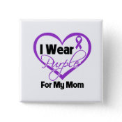 I Wear Purple Heart Ribbon - Mom button